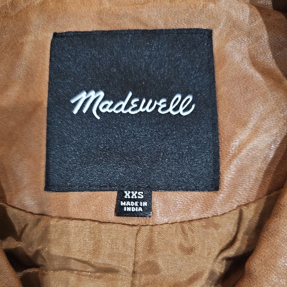 Madewell 100% Washed Leather BikerJacket Womens size  XXS   NWT - Picture 8 of 13